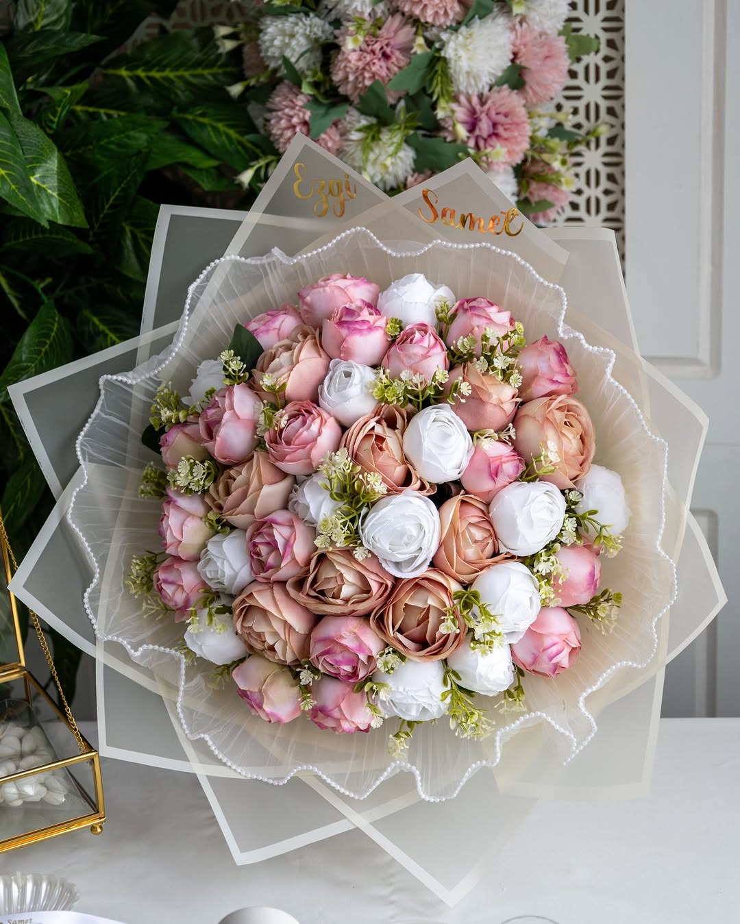 Soft Pembe Söz Nişan Çiçek Çikolata Seti - Görsel 4
