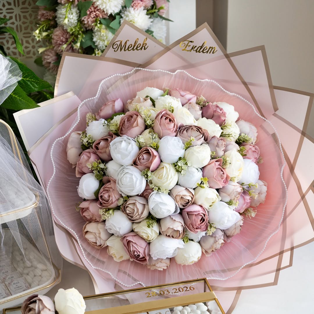 Soft Rose 41 Li Söz Nişan Çiçek Çikolata İsteme Tepsi Seti - Görsel 2