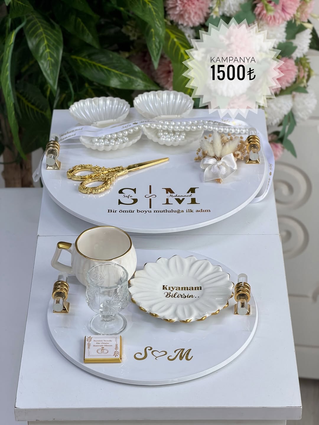 Hayal Pleksi Söz Tepsisi Damat Kahvesi Seti modeli