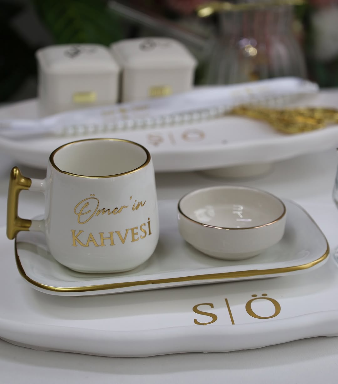 Soft Beton Söz Tepsisi Damat Kahvesi Seti - Görsel 3
